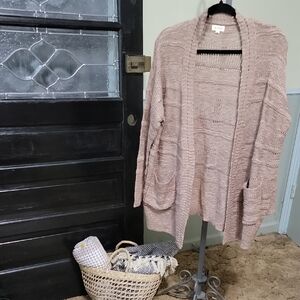 LA MIEL Blush Open-Front Cardigan